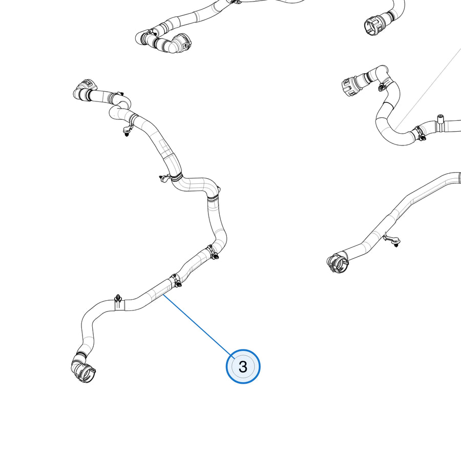 Tesla parts diagram: Cooling System - Rear - Small Rear Drive Unit (callout 3)