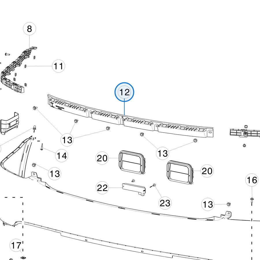 Rear Fascia Center Bracket for Tesla Model X 1034844-00-C - parts diagram