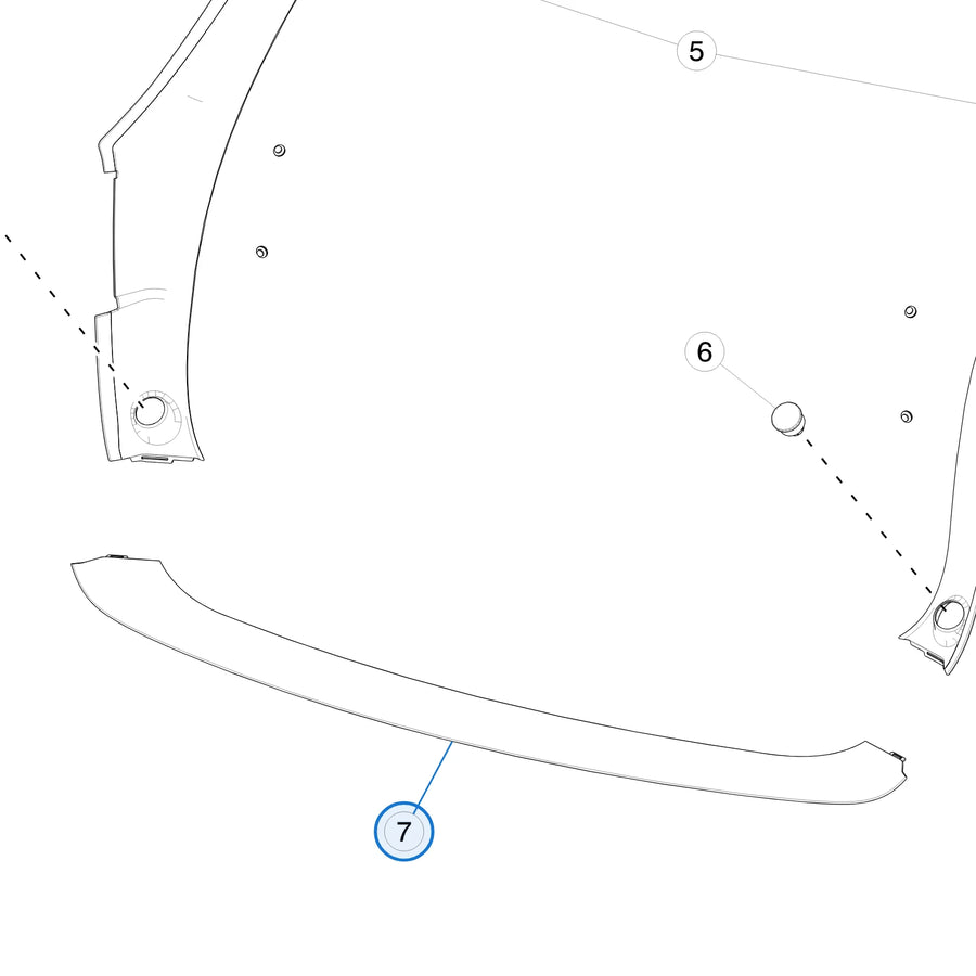 Rear Fascia Trough Garnish for Tesla Model X 1054576-00-C - parts diagram
