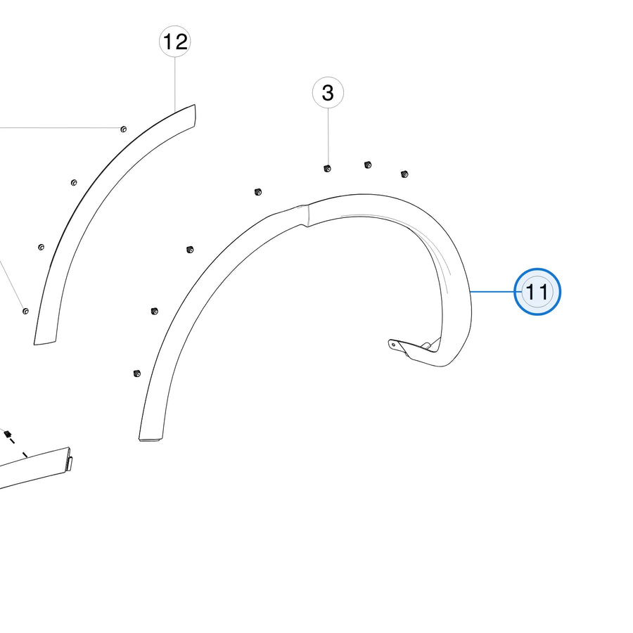 Tesla parts diagram: Fender and Door Trim (callout 11)