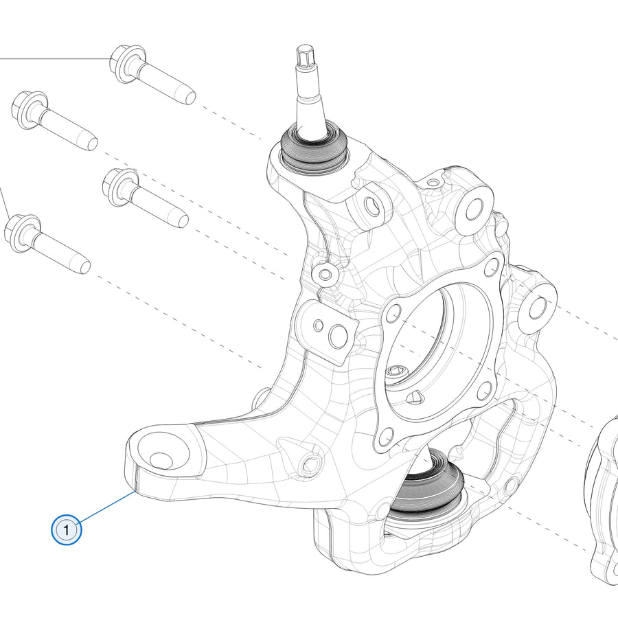 Rear Knuckle Assembly for Tesla Cybertruck 1250411-00-C - parts diagram