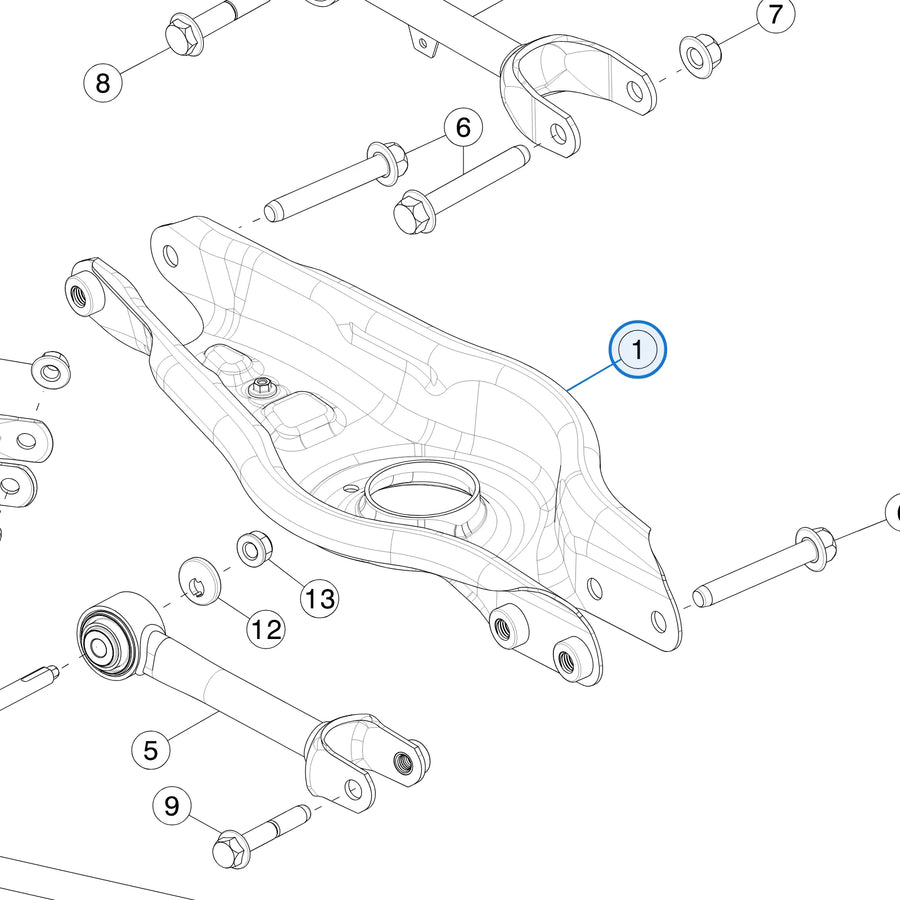 Tesla parts diagram: Rear Suspension Arms (callout 1)
