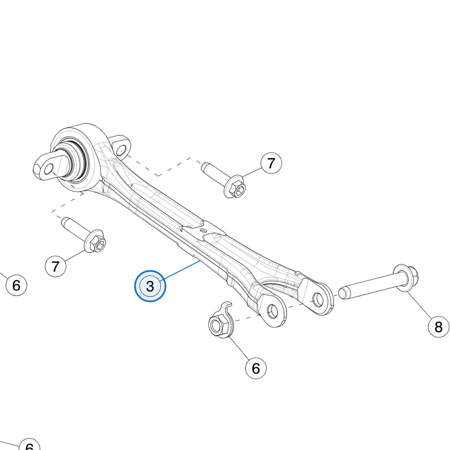 Rear Lower Aft Link for Tesla Model S & Model X 1420452-00-E - parts diagram