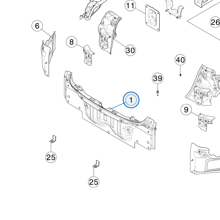 Rear Panel Assembly for Tesla Model 3 1077958-S0-B - parts diagram