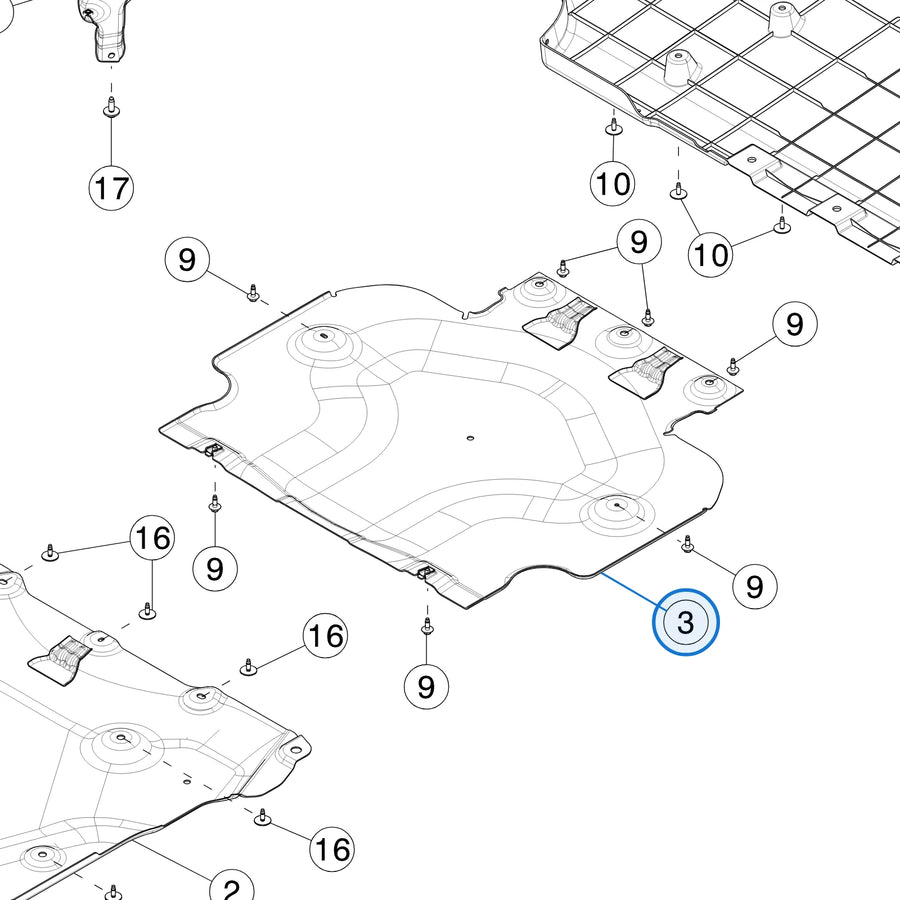 Rear Panel Under Cover for Tesla Cybertruck 1810095-00-B - parts diagram
