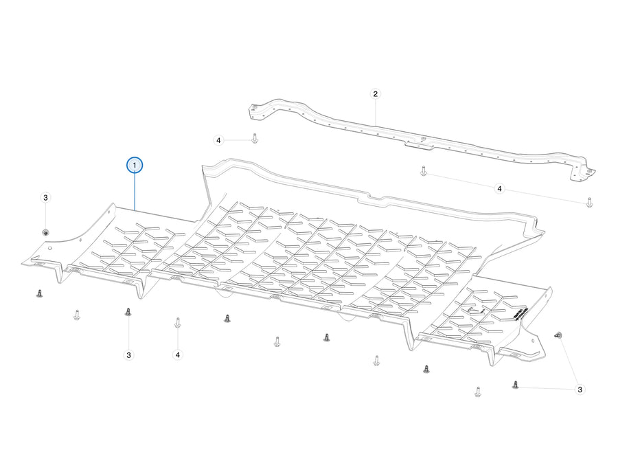 Rear Panel Under Cover for Tesla Model X 1072635-00-B - parts diagram