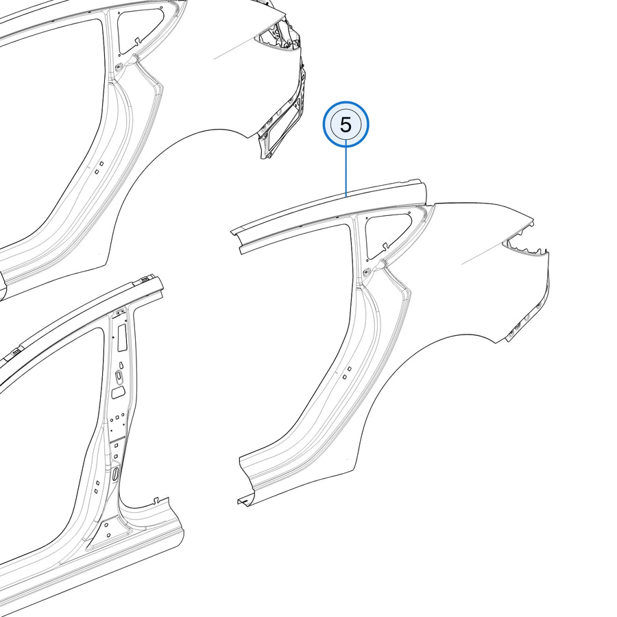 Rear Quarter Panel Outer for Tesla Model 3 1903544-S0-A, 1903545-S0-A - parts diagram