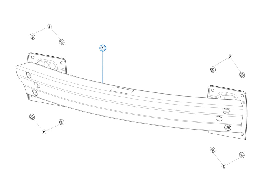 Tesla parts diagram: Rear Energy Absorber (callout 1)