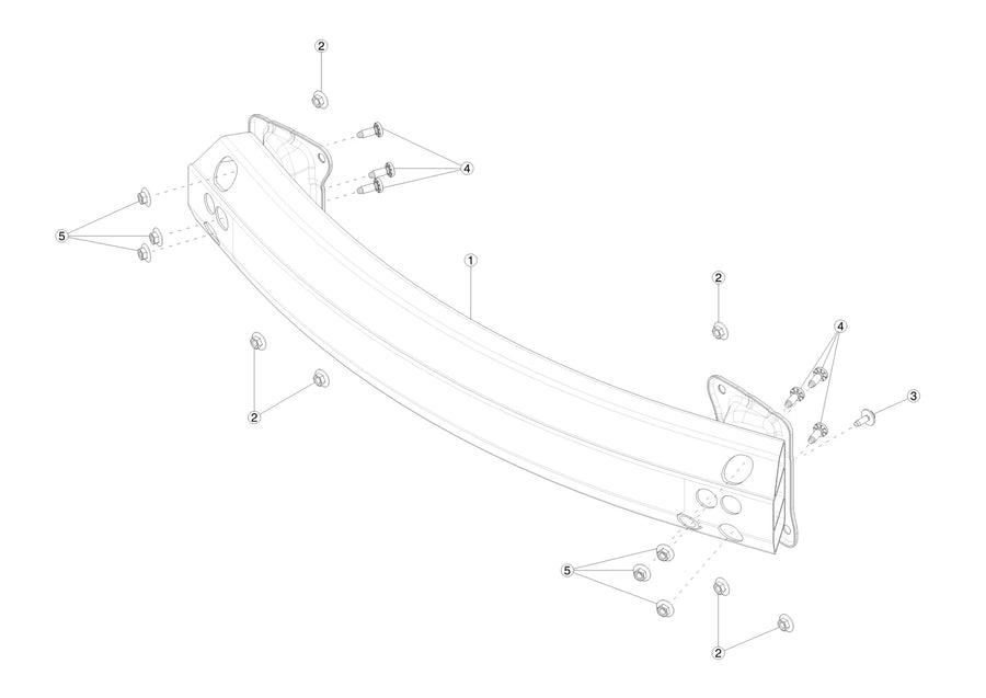 Tesla parts diagram: Rear Energy Absorber (callout 1)
