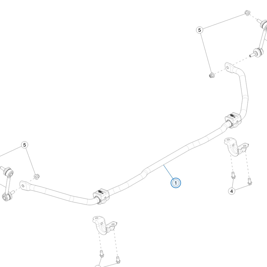 Tesla parts diagram: Rear Stabilizer Bar and Links (callout 1)