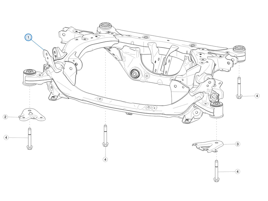 Tesla parts diagram: Rear Subframe (callout 1)