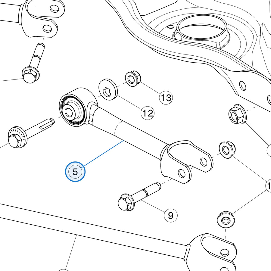 Tesla parts diagram: Rear Suspension Arms (callout 5)