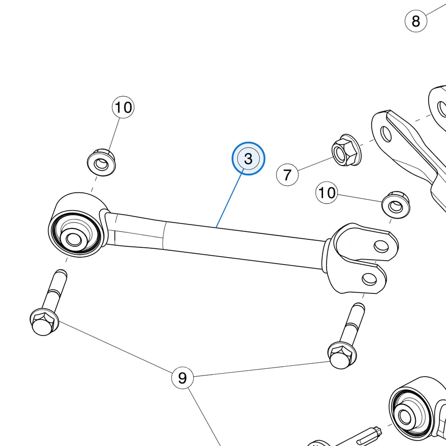 Tesla parts diagram: Rear Suspension Arms (callout 3)