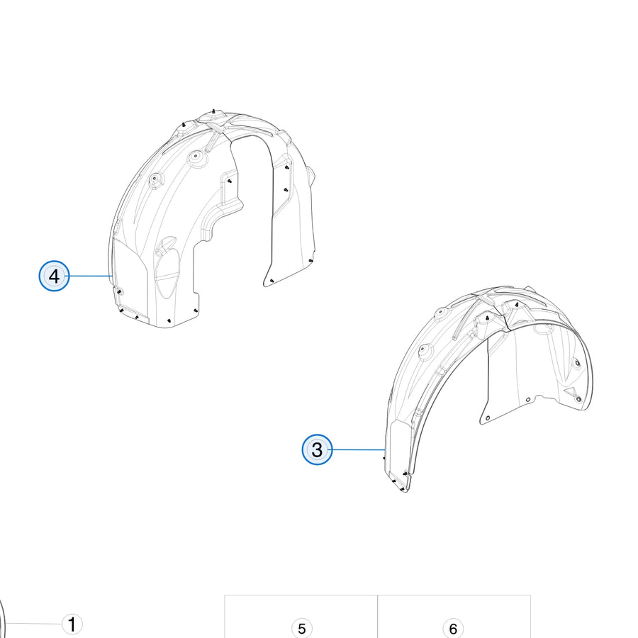 Rear Wheel Liner for Tesla Model X 1034247-00-I, 1034248-00-I - parts diagram