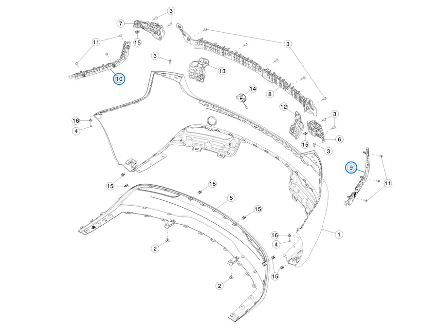 Rear Wing Bracket Assembly for Tesla Model 3 Highland 1762734-00-C, 1762735-00-C - parts diagram