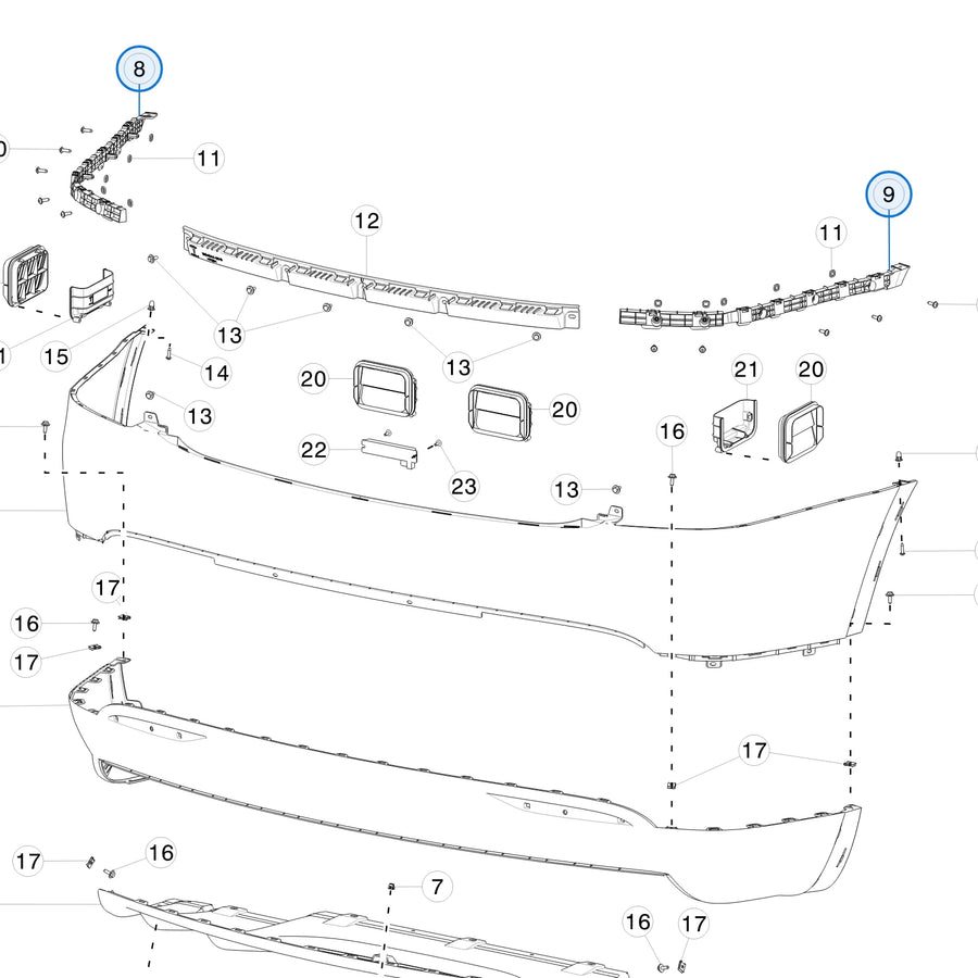 Rear Wing Bracket Assembly for Tesla Model X 1034829-00-D, 1034832-00-D - parts diagram