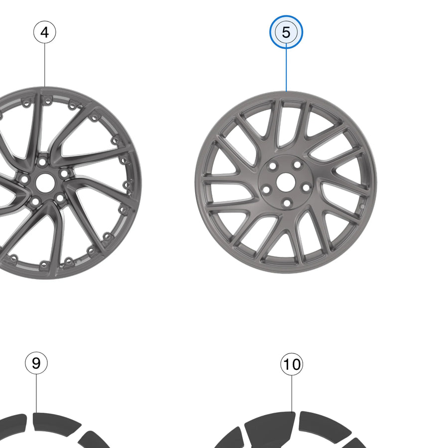 Tesla parts diagram: Wheels (callout 5)