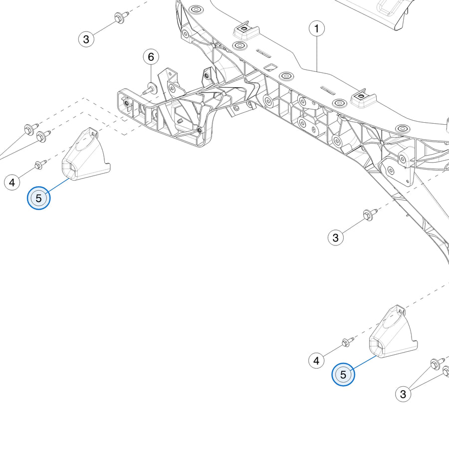Tesla parts diagram: Front Bumper Carrier (callout 5)