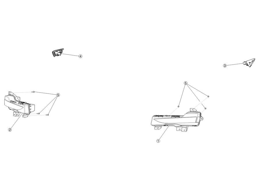 Tesla parts diagram: Front Lights (Excluding Headlamps) (callouts 3, 4)