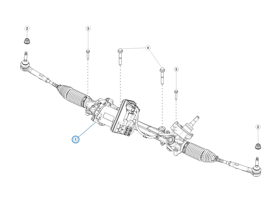 Tesla parts diagram: Steering Gear and Lower Column (callout 1)