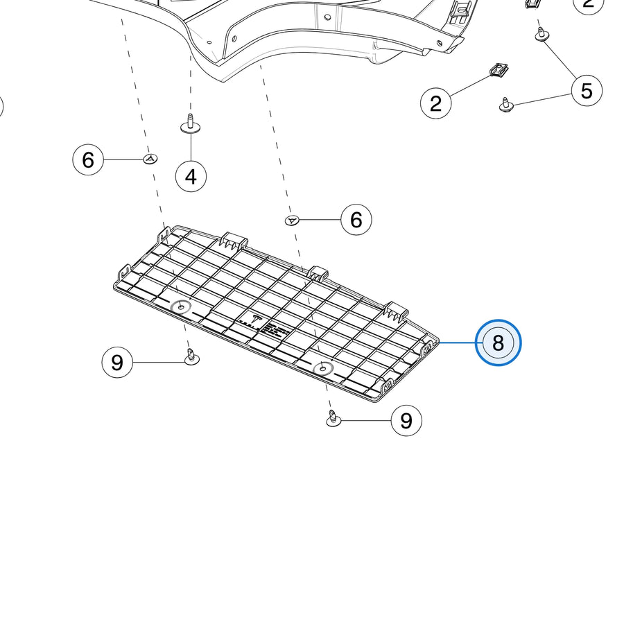 Tow Hitch Cover for Tesla Model 3 1135412-00-A - parts diagram, callout 8