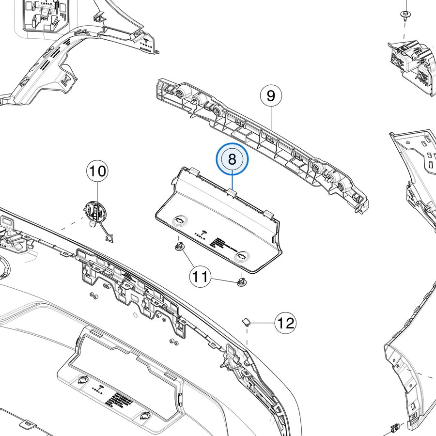 Tow Hitch Cover for Tesla Model Y Juniper 1932605-00-C - parts diagram