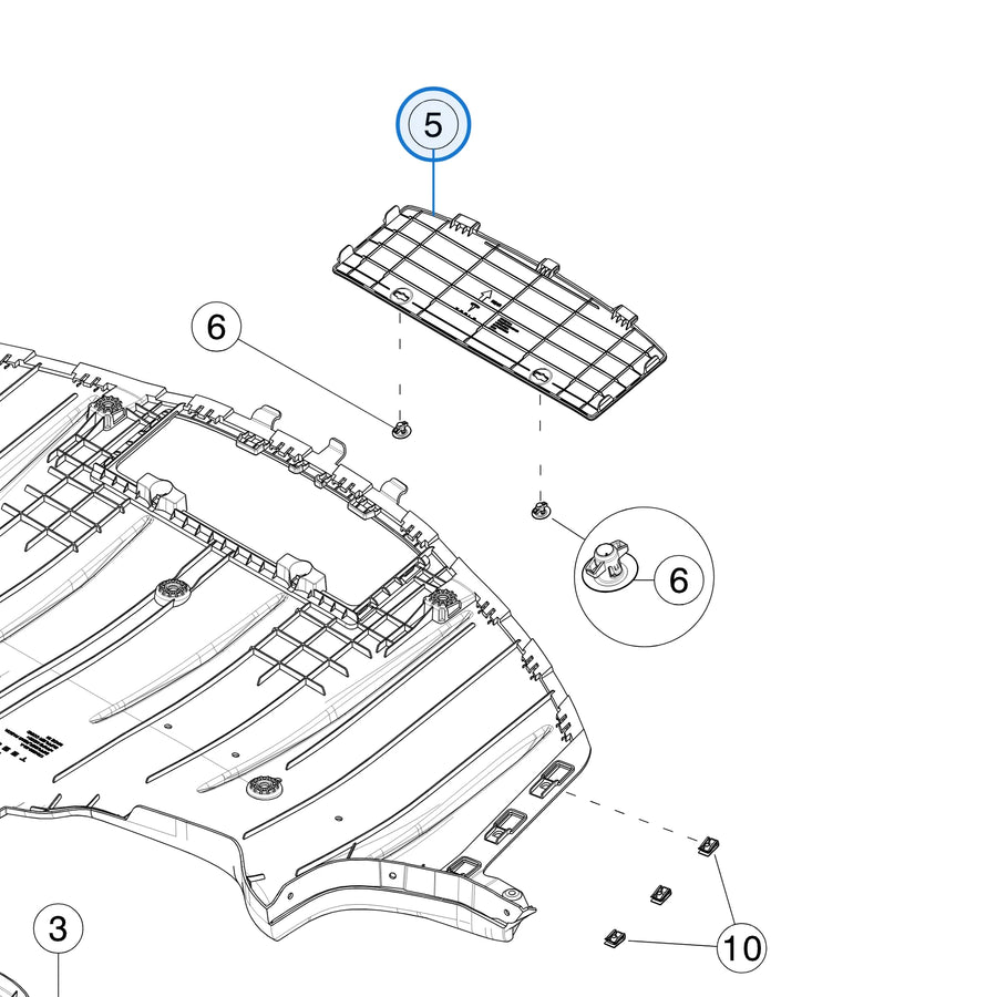 Trailer Hitch Cover Rear Fascia Diffuser for Tesla Model 3 Highland 1713689-00-C, 1831984-00-A - parts diagram