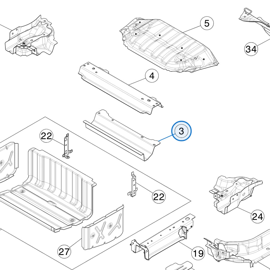 Tesla parts diagram: Rear End Panels (callout 3)