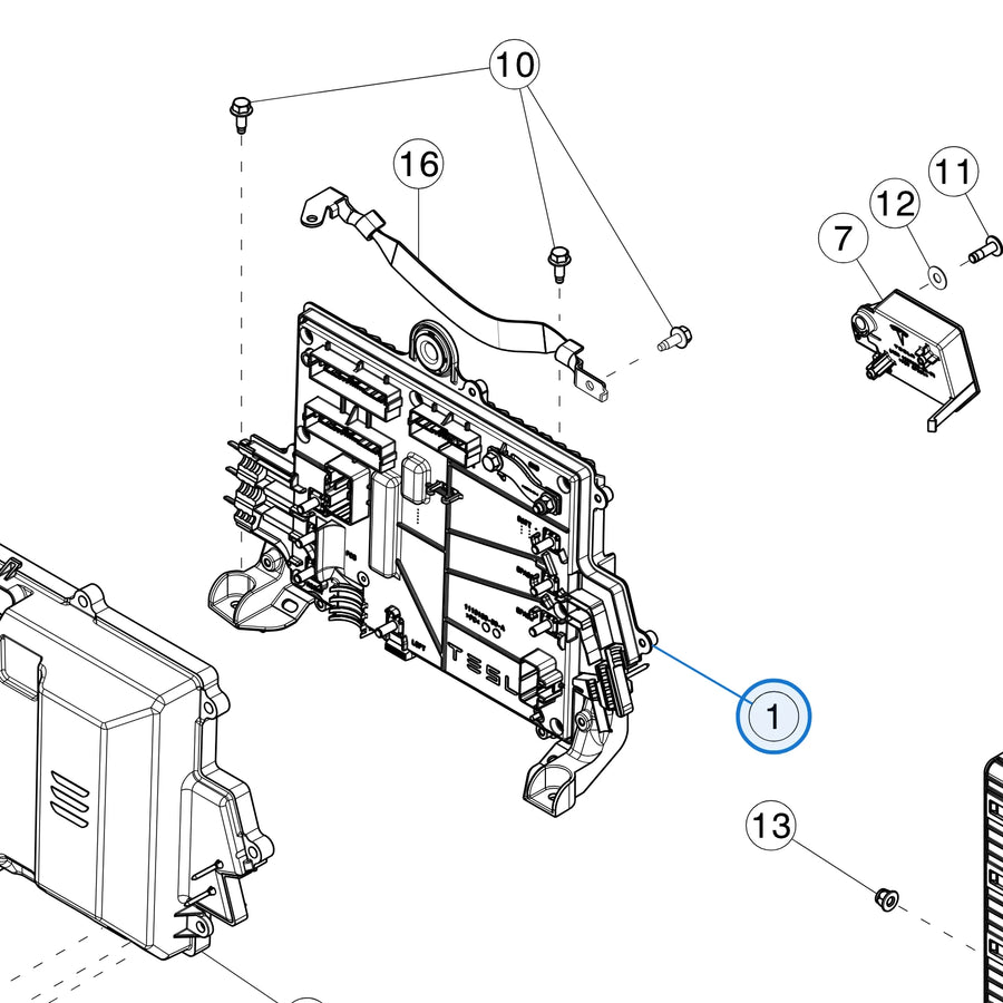 Tesla parts diagram: Body Controllers (callout 1)