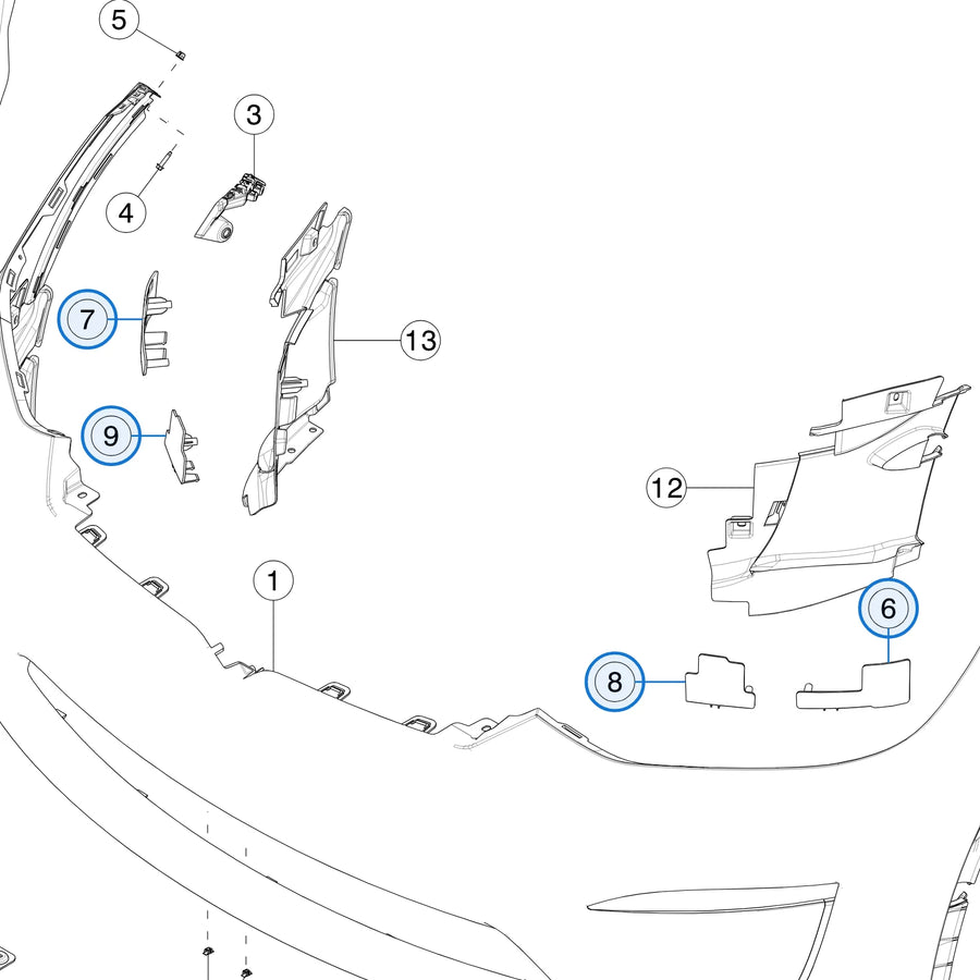 Bracket - Fascia Lamp for Tesla Model X 1588188-01-A, 1588189-01-A - parts diagram