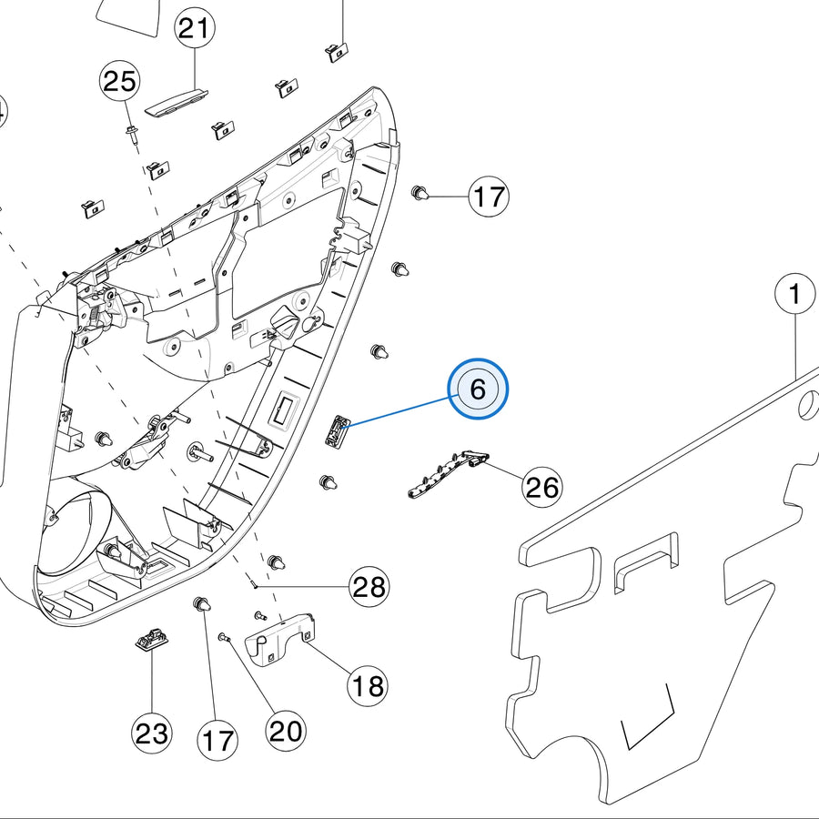 Tesla Universal Task Light, Red Lens, Grained for Tesla Model S and Model X 1007152-70-E - parts diagram