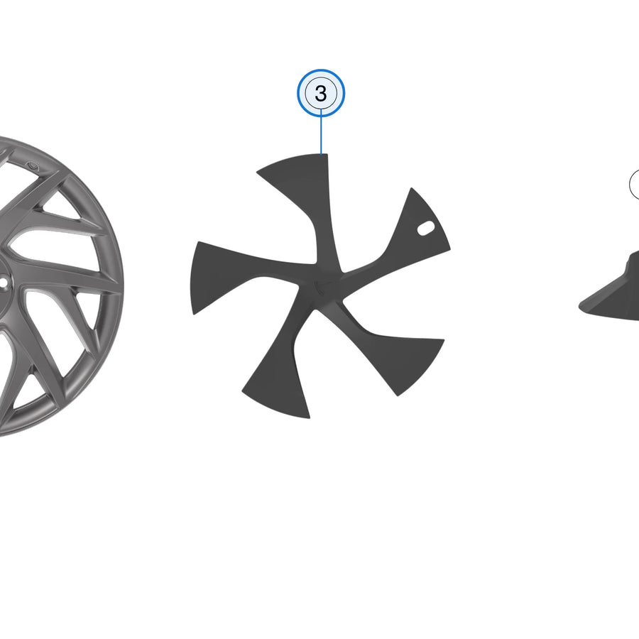19 Wheel Trim Set for Tesla Model S Jun 2025+ 2204946-00-A - parts diagram