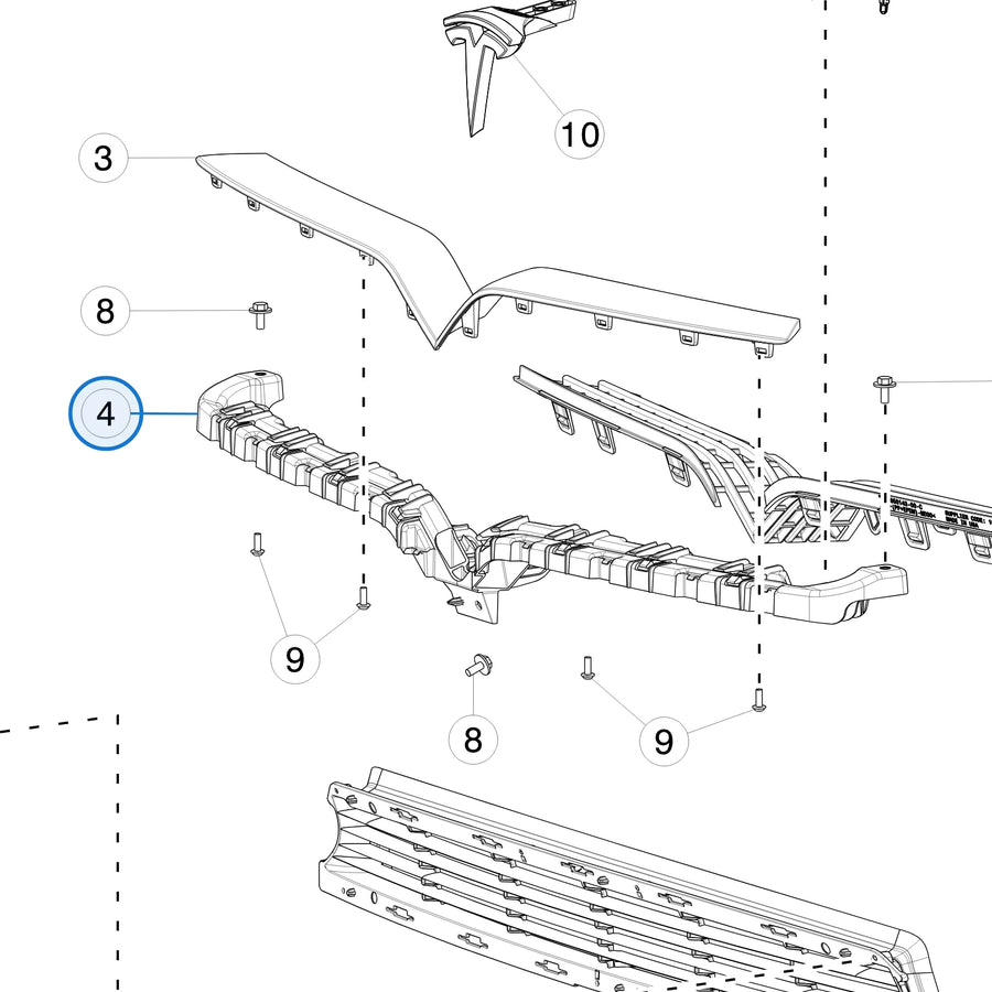 Center Fascia Bckt for Tesla Model X 2015-2021 1055069-00-E - parts diagram