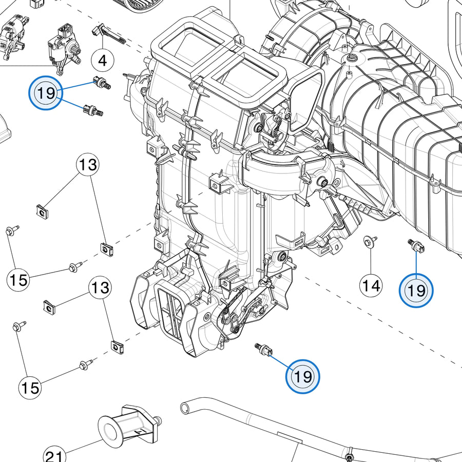 Air Duct Temp Sensor TDK for Tesla Model S and Model X 1613661-00-A - parts diagram