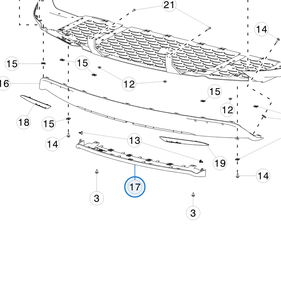 Assembly Trim Applique Rear Fascia Chrome for Tesla Model S 2012-2016 6009004-00-C - parts diagram