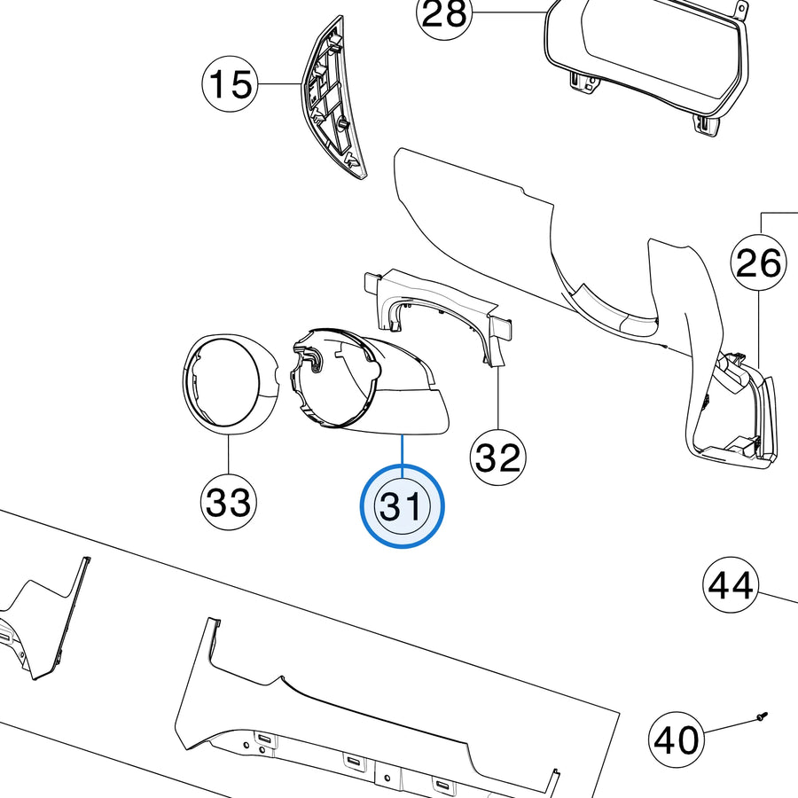 Steering Column Cover - Front for Tesla Model S 6007711-00-E - parts diagram