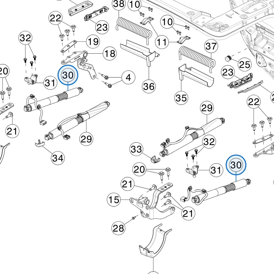 Rear Door EM Strut - Secondary for Tesla Model X 1063441-00-F - parts diagram