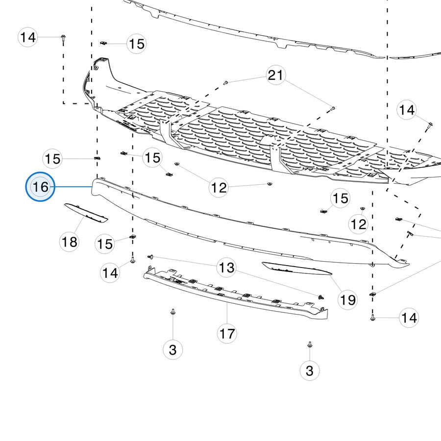 Applique - Rear Fascia for Tesla Model S 2012-2016 6009005-00-B - parts diagram