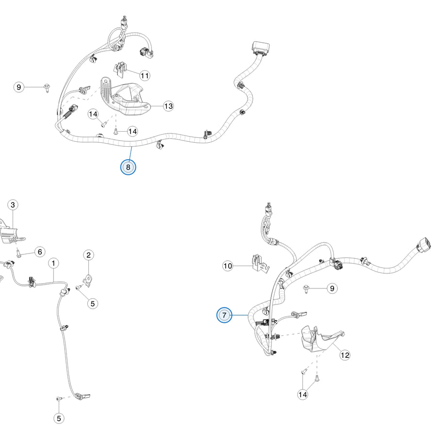 Chassis Harness Rear for Tesla Model S and Model X 1420783-00-E, 1420784-00-E - parts diagram (Model S June 2025)