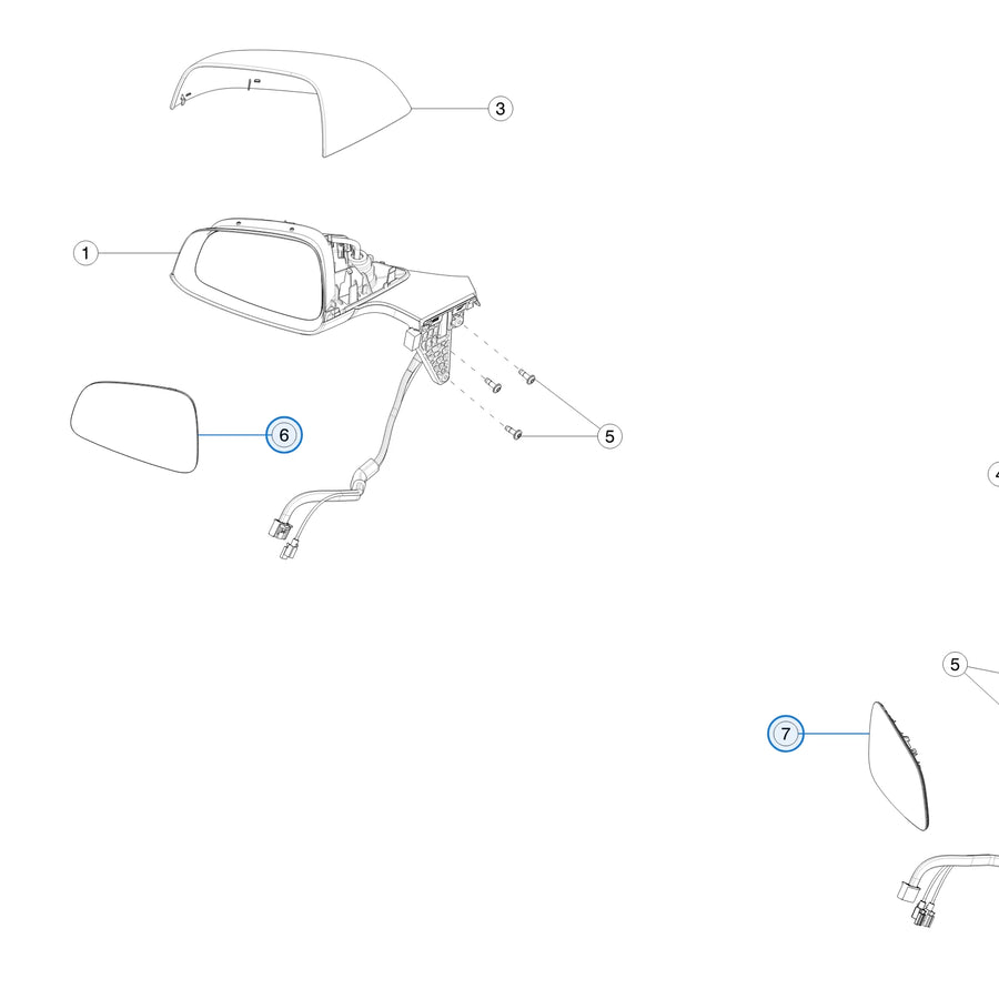 Glass - Premium - Domestic for Tesla Model X 1550160-00-A, 1550162-00-A - parts diagram