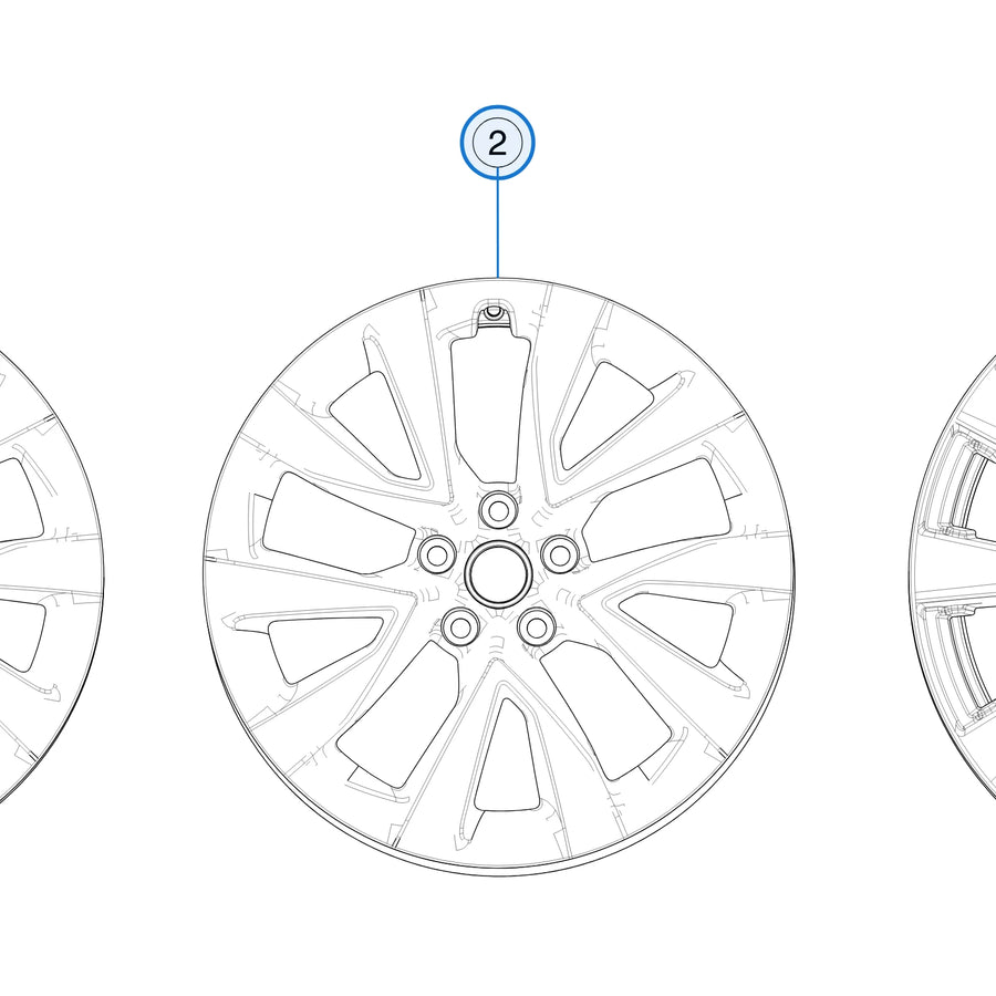 Wheel, 20X10J ET35, Cyberstream, Gunpowder, Rear for Tesla Model X 2021-2025 1244222-01-B - parts diagram