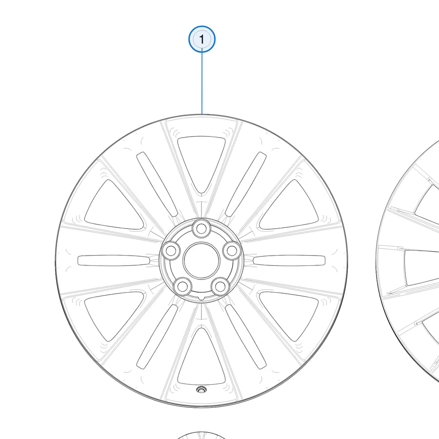 Helix Wheel for Tesla Model X 2015-2021 1076893-00-A - parts diagram