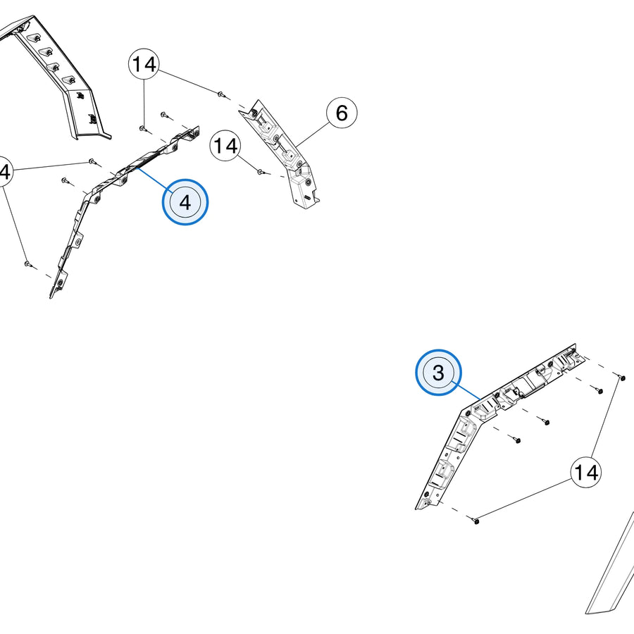 Carrier - Front Fender Flare Fore for Tesla Cybertruck 1783428-00-E, 1783429-00-F - parts diagram