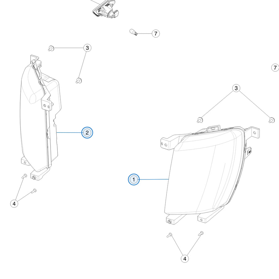 Lamp Assembly - Front Turn - SAE Base for Tesla Model X 2015-2021 1034324-00-B, 1034325-00-B - parts diagram