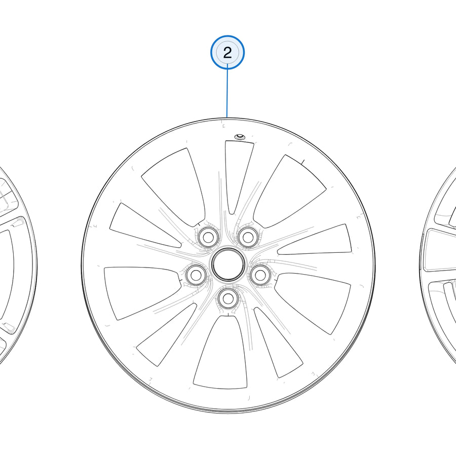 Wheel, 19X8.0 ET40 - Silver Cyclone for Tesla Model S 1054045-00-D - parts diagram
