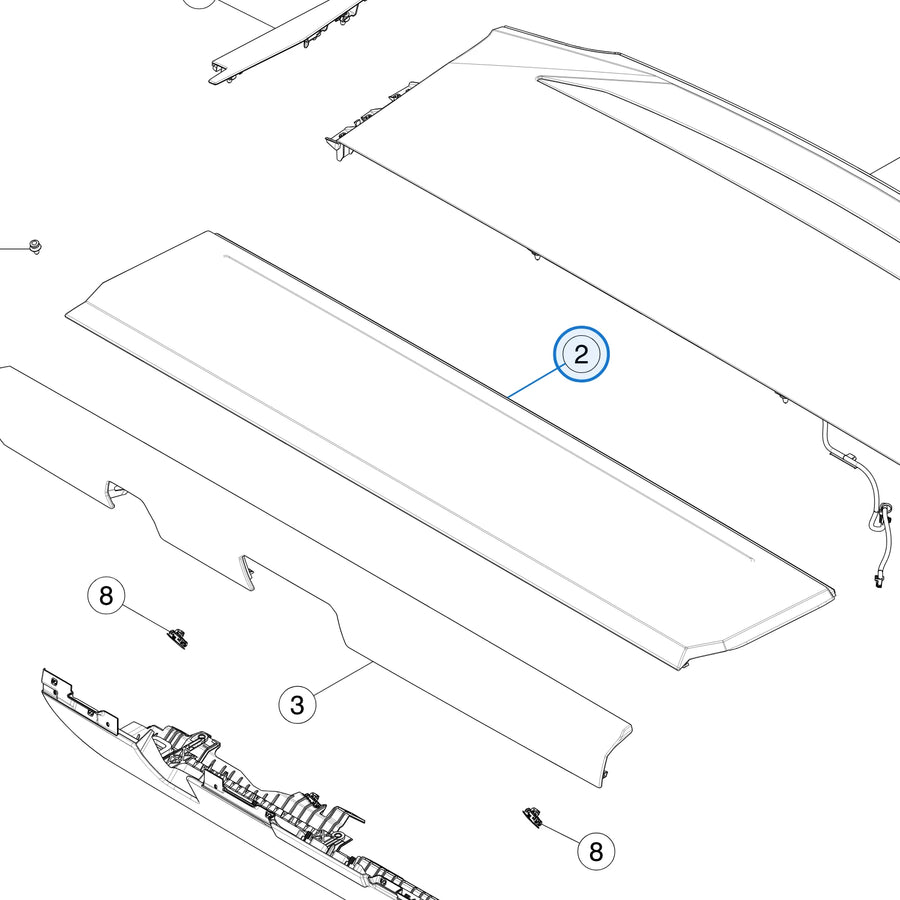 Instrument Panel Top Pad Assembly for Tesla Cybertruck 1819654-00-H - parts diagram