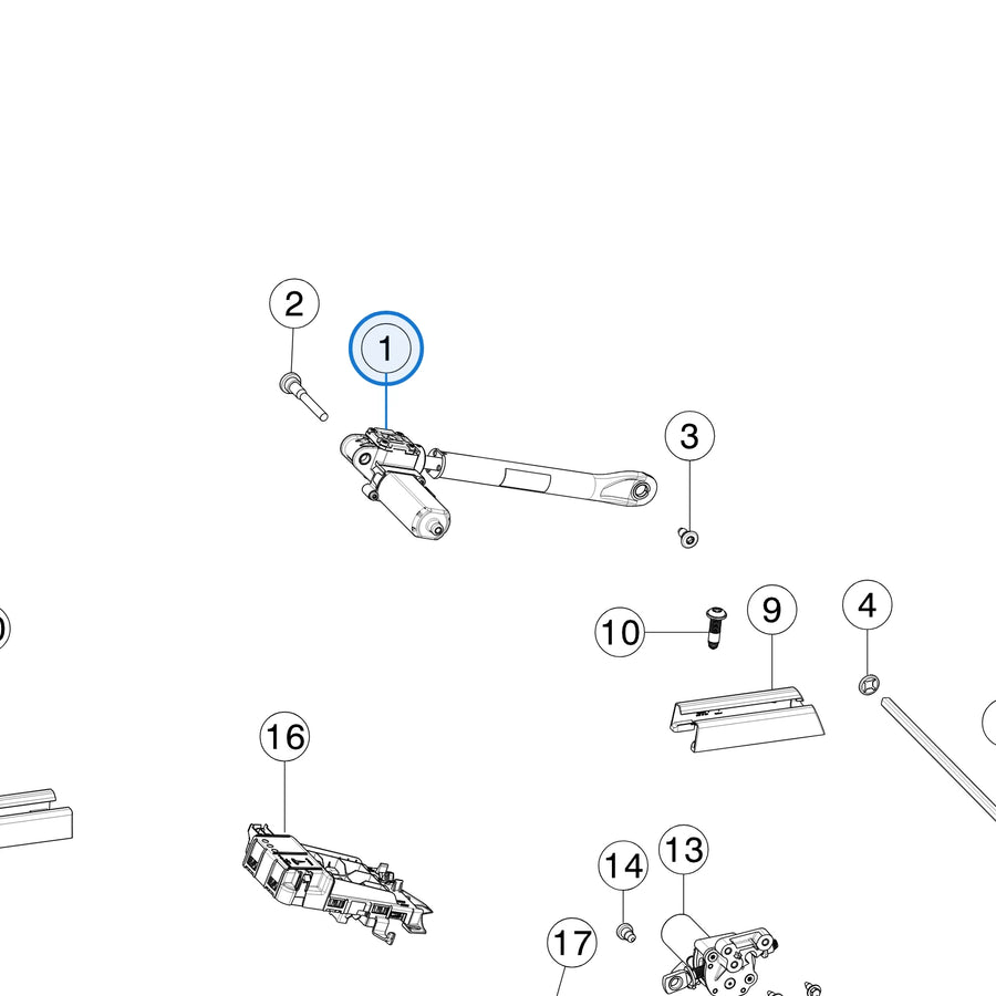 First Row - Height Adjuster Motor Assembly for Tesla Model S and Model X 1096682-S0-B - parts diagram (Model X Sep 2015 - Feb 2021)