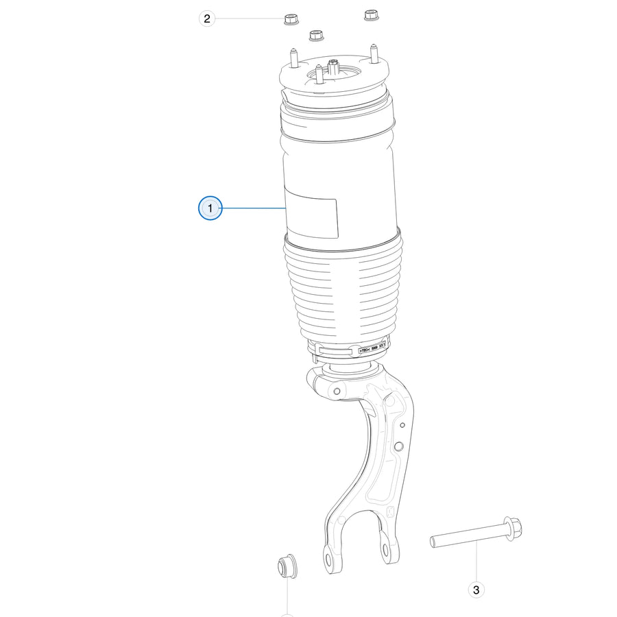 Front Air Spring Module for Tesla Model X 1027061-00-E, 1027066-00-E - parts diagram (Model X Sep 2015 - Feb 2021)
