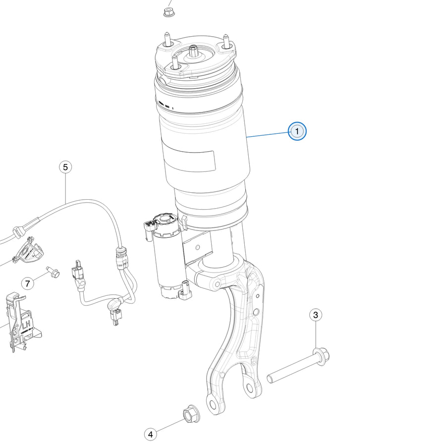 Front Air Spring Module for Tesla Model X 1027061-00-E, 1027066-00-E - parts diagram (Model X June 2025)