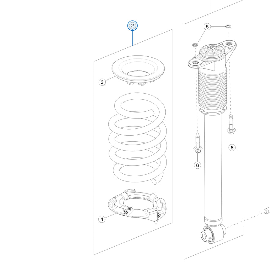 Rear Spring Upper Isolator for Tesla Model 3 and Model Y 1188471-00-C - parts diagram